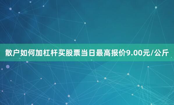 散户如何加杠杆买股票当日最高报价9.00元/公斤